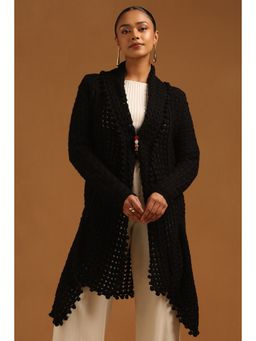 Soch - Womens Black Acrylic Crochet Winter Shrug