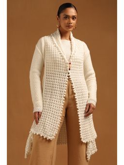 Soch - Womens White Acrylic Crochet Winter Shrug