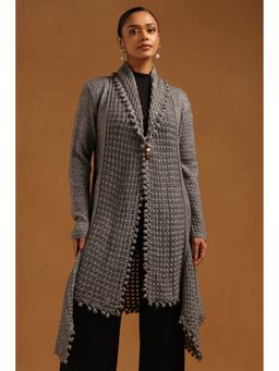 Soch - Womens Grey Acrylic Crochet Winter Shrug