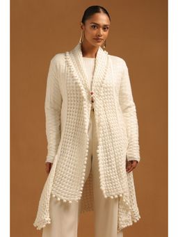 Soch - Womens White Acrylic Crochet Winter Shrug