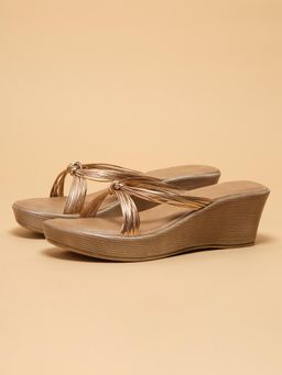 ERIDANI - Women Clarissa Rosegold Knot Slip-On Wedges Heels