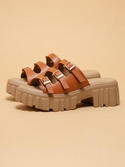 ERIDANI - Women Nicci Brown Block Heels