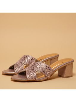 ERIDANI - Women Vihaana Rosegold Embellished Block Heels