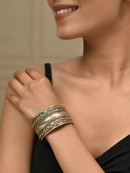 Silvermerc Designs - Women Gold-Plated Textured Cuff