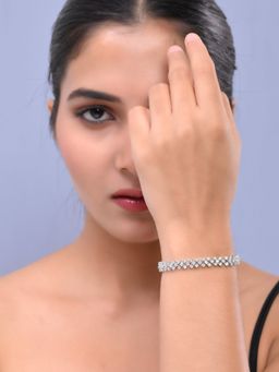 Silvermerc Designs - Women American Diamond Silver Plated Charm Bracelet