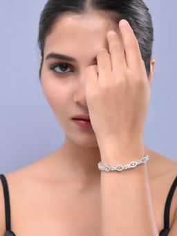 Silvermerc Designs - Women American Diamond Silver Plated Charm Bracelet