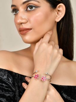 Silvermerc Designs - Women Red Western Designer Floral Cuff