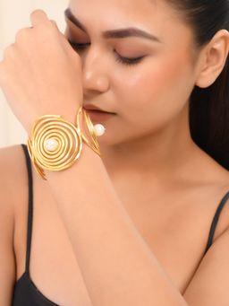 Silvermerc Designs - Women Gold-Plated Brass Pearl Cuff