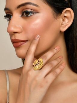 Silvermerc Designs - Women Red Handcrafted Temple Finger Ring