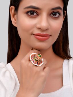 Silvermerc Designs - Women Traditional Multi-Color Kundan Meenakari Adjustable Ring