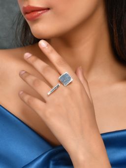 Silvermerc Designs - Women Silver Plated Brass Adjustable Finger Ring