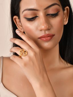 Silvermerc Designs - Women Gold Round Adjustable Ring