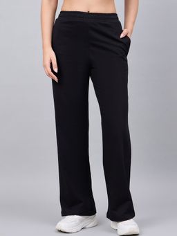 98 Degree North - Women Black Straight Cotton Track Pant