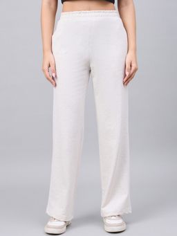 98 Degree North - Women Off White Straight Cotton Track Pant