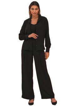 Fnocks - Women Black Elegant Solid Co-Ord Set