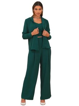 Fnocks - Women Green Elegant Solid Co-Ord Set