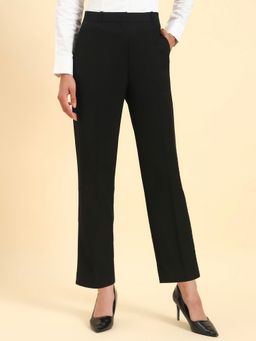 Cantabil - Women Black Solid High Waist Formal Pant
