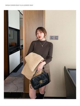 Outzidr - Charcoal Solid/Plain Turtle Neck Full Sleeves Top