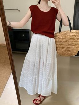 Outzidr - Maroon Solid/Plain Round Neck Cap Top