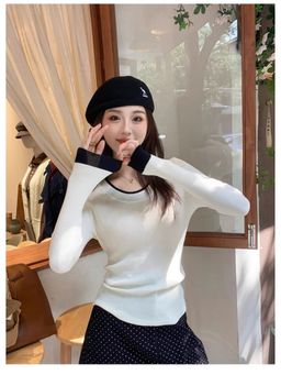 Outzidr - White Textured Round Neck Full Sleeves Top