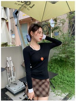 Outzidr - Black Solid/Plain Round Neck Full Sleeves Top