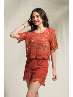 Ridhi Kapoor Label - Orange Chloe Crochet Co-Ord Set