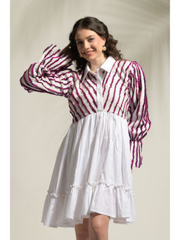 Ridhi Kapoor Label - White Nora Textured Linen Flared Dress