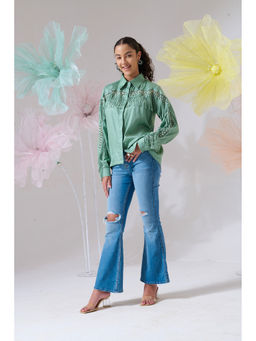 Ridhi Kapoor Label - Green Tassel Tango Shirt