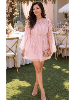 Galocher Clothing - Baby Pink -Frill Embellished Party Wear Dress