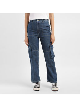 Levi's - Navy Blue Mid Rise Ribcage Crop Jeans