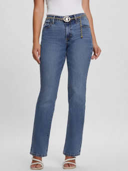 Guess - Women Blue Solid High-Rise Ankle Length Jeans