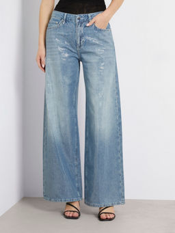 Guess - Women Blue Solid Mid-Rise Full Length Jeans