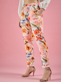KVS FAB - Womens Multi-Color Floral Print Pant