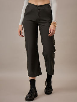 KVS FAB - Women Black Solid Front Cotton Trouser
