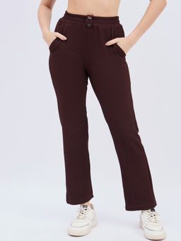 KVS FAB - Women Maroon Textured Knitted Trouser