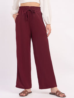 KVS FAB - Womens Red Textured Trouser