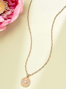 Zaveri Pearls - Gold Tone Diamonds Contemporary Evil Eye Pendant Chain-ZPFK14555