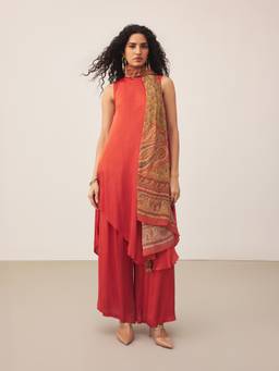 Ritu Kumar - Brown Gul Kurta With Palazzo And Dupatta