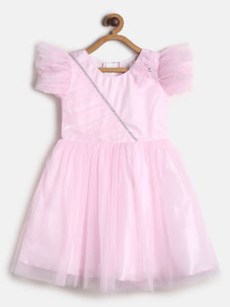 Tales & Stories - Girls Pink Polyester Embellished Dress