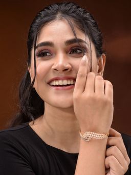 Saraf RS Jewellery - Gold Plated Ad Studded Modern Statement Handcrafted Bracelet