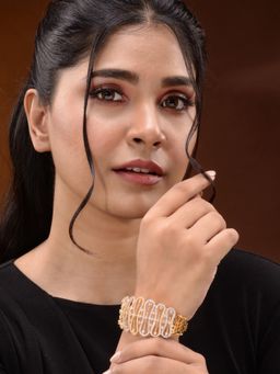 Saraf RS Jewellery - Gold Toned Ad Studded Luxe Handcrafted Bracelet