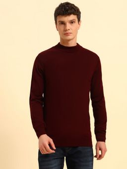 Cantabil - Men Maroon Solid Sweater