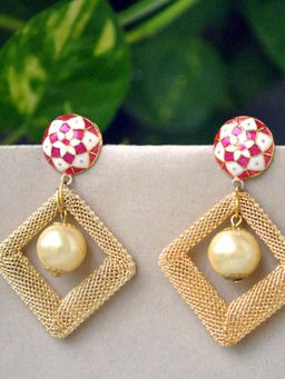 BeAbhika - Enamel And KIte Mesh Drop & Dangler Earrings