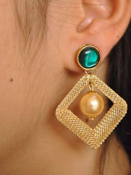 BeAbhika - Kundan Kite Mesh Drop & Dangler Earrings