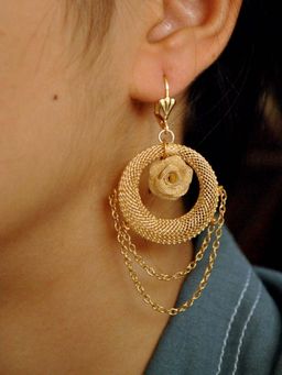 BeAbhika - Rose Bells Gold Dangling Earrings