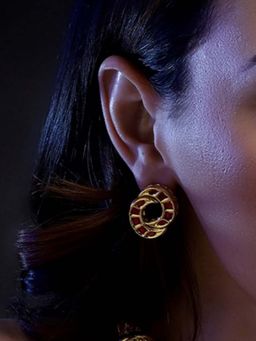 Dugran By Dugristyle - Red Gul-e-Aftab Drop Earring
