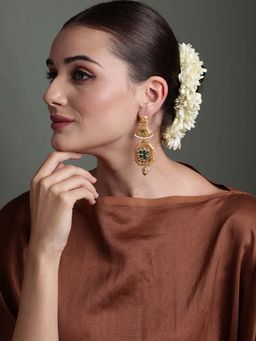 PANASH - 22ct Gold Plated Kundan Studded Drop Earrings