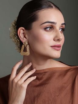 PANASH - 22ct Gold Plated Cubic Zirconia Studded Drop Earrings