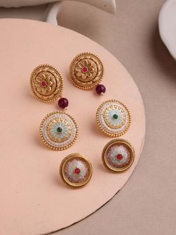 PANASH - Gold Circular Studs Earrings Pack of 3