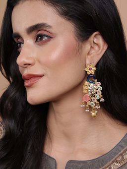 PANASH - Peacock Shaped Drop Earrings